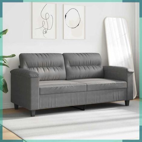 Canapé - 359563 - 2 places - Gris foncé - Tissu microfibre - Largeur d'assise 140 cm (1/5)