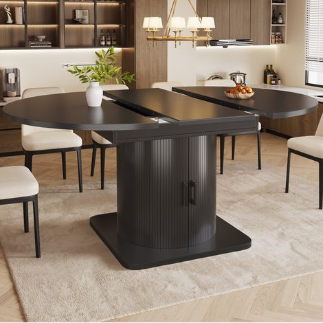 Ausziehbarer Tisch mit Stauraum, 158 x 118 x 76 cm, MDF und Metall, schwarz OKMYHOME (1/5)