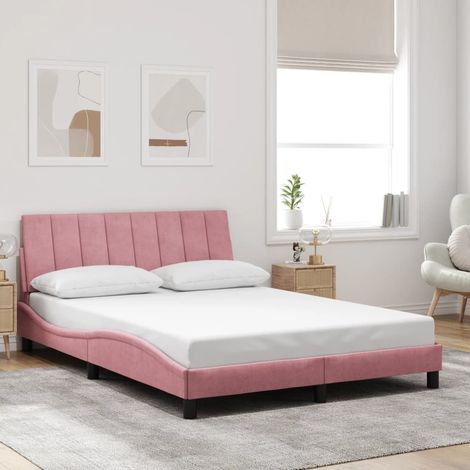 Cadre de lit sans matelas-Structure de lit rose 140x200 cm velours 189386 (1/5)
