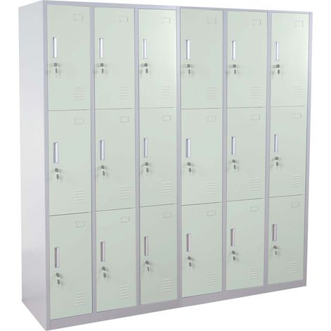 Schließfach Preston T829, Schließfachschrank Wertfachschrank Spind, Metall 18 Fächer grün (1/5)