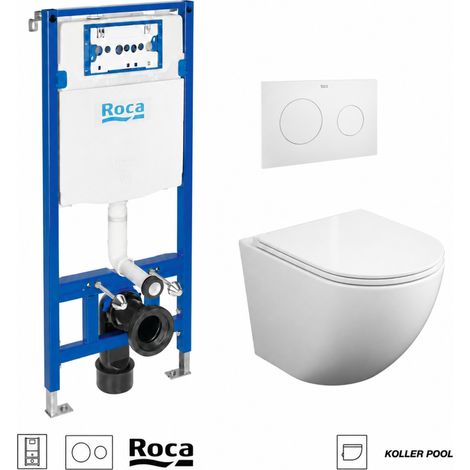 Pack WC bastidor ROCA Duplo One + pulsador PL10 Blanco Mate + WC Koller Pool Round Smart 52 cm Blanco Brillo Soft-Close de Koller Pool (1/5)