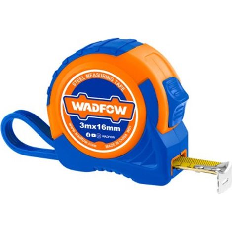 WADFOW Selbstsicherndes Bandmaß, 3 m x 16 mm, metrisch, ergonomisches Design und MID II-zertifiziert