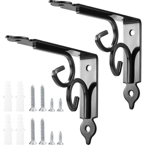 2 Pièces Équerre pour Étagere Murale, Supports Étagère Murale, Triangulaires 90 Degrés Équerre de Fixation, Support Angle Métal pour Étagère de Livres, Cuisine - Noir