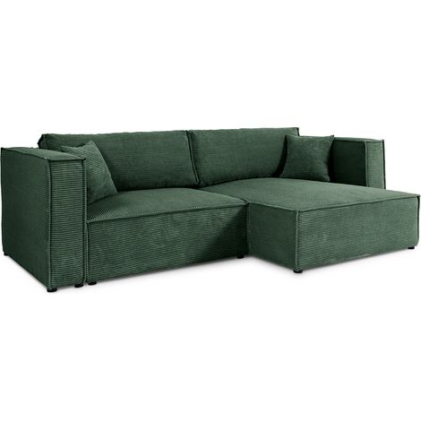 Ecksofa, umkehrbar, 3-Sitzer, Jimmy, Cord, Tannengrün