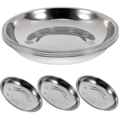 MTTProducts - Bandeja - Platos redondos - 6 piezas - 18 cm - Acero inoxidable - Ideal para barbacoa - Apto para uso doméstico (1/5)