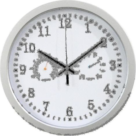 Horloge murale radiopilotée de 30 cm (12 pouces) à balayage automatique de l'heure, avec thermomètre et hygromètre. (1/5)