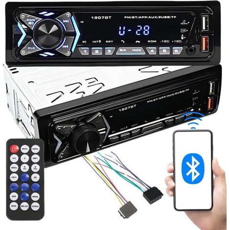 Autoradio Bluetooth 1 DIN - USB AUX SD (1/5)
