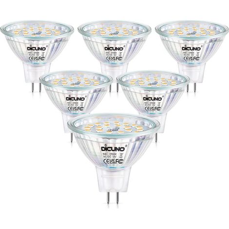GU5.3 MR16 LED-Lampe, warmweiß 2700 K, 12 V, 5 W (entspricht 50 W Halogen), 440 lm, dimmbarer GU5.3 LED-Strahler, 6er-Pack (1/5)