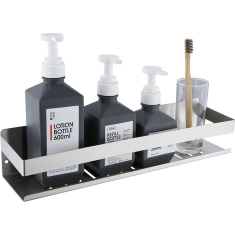 Self Adhesive Shower Caddy, Bathroom Shelf Without Drilling SUS304 Stainless Steel Adhesive Shower Caddy, Brushed Nickel 40CM (1/5)