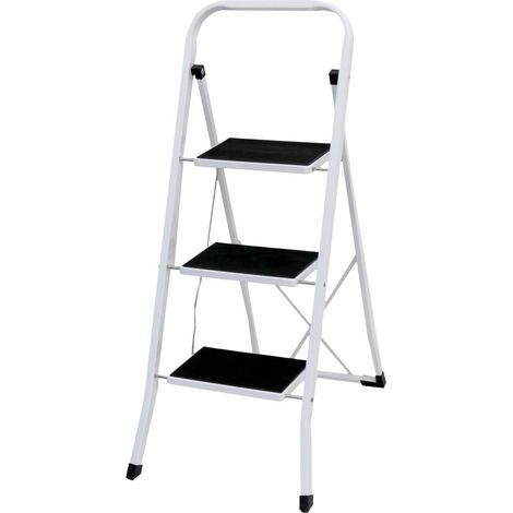 Foldable 3 Step Ladder Stepladder Non Slip Tread Safety Steel (1/5)