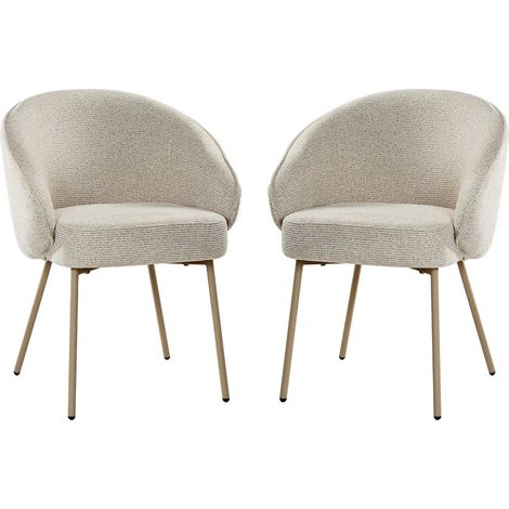 Set di 2 sedie, in tessuto e gambe in metallo beige H81 cm - PIA