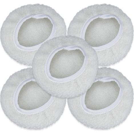 Lot de 5 Bonnet de Polissage, 125-150mm Kit Auto Disque Polissage Bonnet en Laine Tampons de Cirage pour la Plupart des Polisseurs de Voiture (1/4)