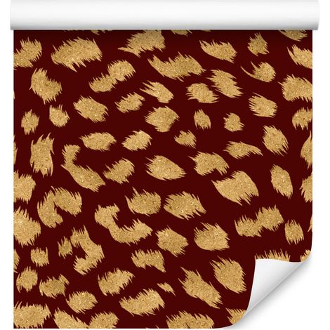 Papier peint motif peau d'animal orange, bordeaux et or 50x1000 cm (1/4)