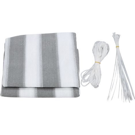 Mampara de privacidad para balcón de HDPE con protección UV, color gris y blanco, ideal para terraza, patio, jardín o piscina exterior. (1/5)