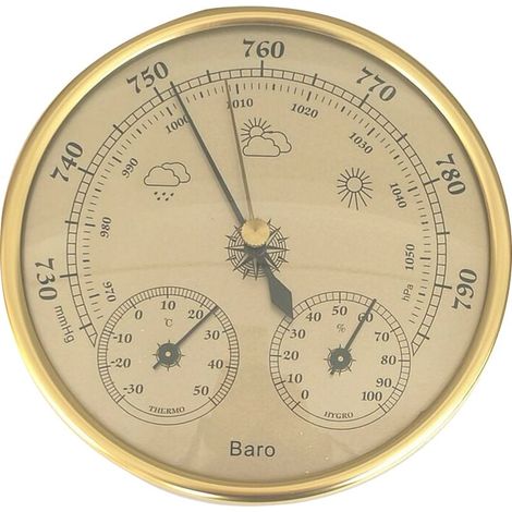 Baromètre, Station Météo avec Baromètre et Thermomètre Hygromètre, Station Météo Analogique Murale 3 en 1 pour Intérieur et Extérieur (1/5)