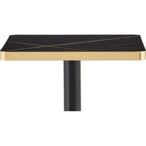 Mesa de comedor cuadrada 60x60 cm efecto mármol negra con estructura metálica HOMVRA (1/5)