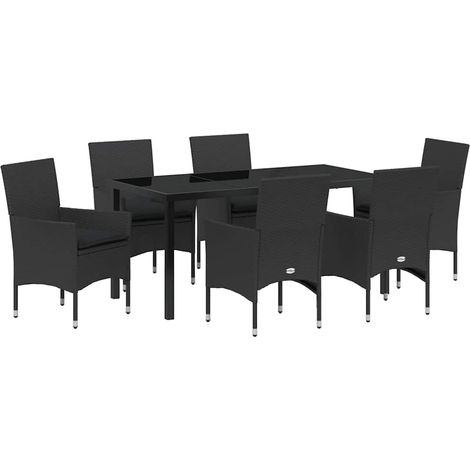 Maison Exclusive - Conjunto de Comedor de Jardín 7 pcs Negro ratá (1/5)