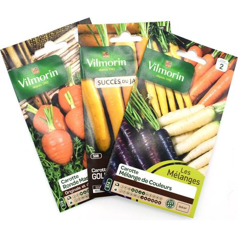 Pack de 3 sachets de graines de carottes originales et multicolores