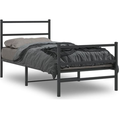 Estructura cama sin colchón con estribo metal negro 90x190 cm