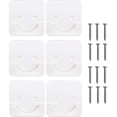 Lot de 6 supports de barre de douche adhésifs en ABS haute résistance avec revêtement antidérapant, pour bureaux et hôtels, blanc. (1/5)