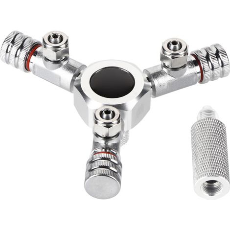 Régulateur CO2 Aquarium Distributeur 3 Voies en Alliage d'Aluminium avec Valve Micrométrique Inox