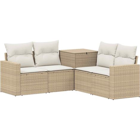Sofa Set 5 stk. Beige und Cremeweiß Polyrattan und Stahl vidaXL (1/5)