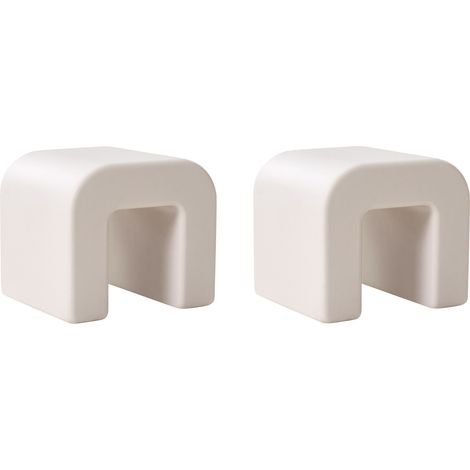 Conjunto de 2 mesas auxiliares taburetes modernos material sintético multifuncional salón patio resistente óxido agua gris claro Mozia (1/5)