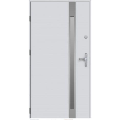 Azura Home Design – Porte d'entrée en acier inoxydable blanc 80 cm – Épaisseur 55 mm – Isolation thermique A – Sens d'ouverture gauche