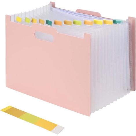 Classeur A4 à 13 compartiments, chemise à documents pliable, grande capacité, étanche, format horizontal rose (1/5)