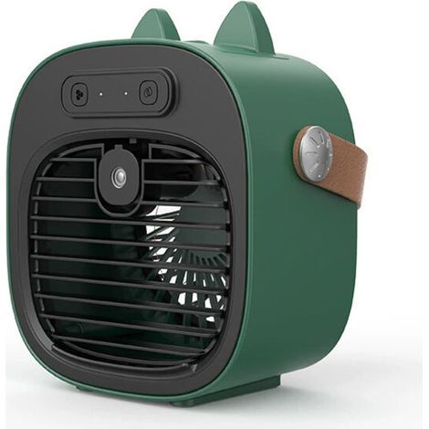Ventilateur portable rechargeable par USB, climatiseur personnel avec 3 vitesses, batterie intégrée 4000 mAh, pour dortoir, camping et bureau, diamètre 7,36 pouces, couleur verte (1/5)