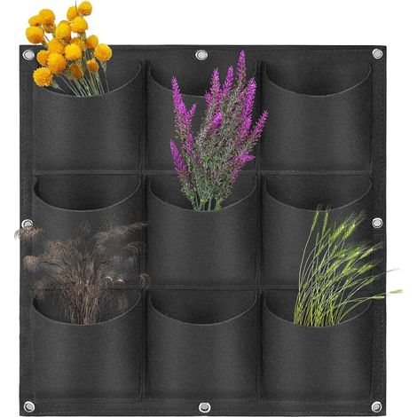 Poches planteurs suspendu vertical fleur jardiniere croître sac pot à herbes jardin Noir (1/5)