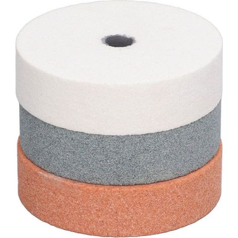 Kit de 3 meules pour outil de polissage, compatible meuleuse et polisseuse, adapté au métal, céramique et bois (1/5)