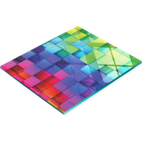 Tablero decorativo multifuncional de vidrio templado con cubos 3D de 60x52 cm