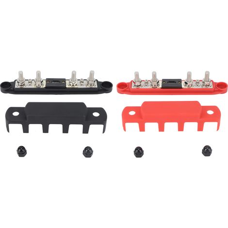 Bloc de Distribution Électrique 2 Pièces Rouge Noir 12V à 48V 300A Bornes M8 Barre Omnibus Batterie pour Auto Camping-car Bateau (1/5)