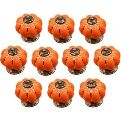 (Orange)10 Pcs Boutons de tiroir en céramique bouton de meuble pour tiroirs et placards de cuisine (1/4)