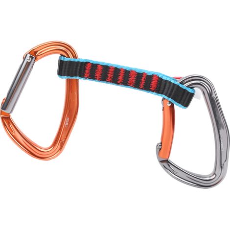 Mousqueton Quickdraw en nylon plat pour protection d'escalade extérieure, porte droite et courbe (1/5)