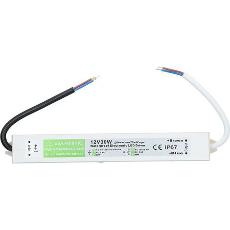 FTVOGUE Transformateur d'alimentation étanche, Alliage d'aluminium, 30 W AC90-250 V, Idéal pour l'éclairage LED et les Ordinateurs de Bureau (DC12V) (1/5)