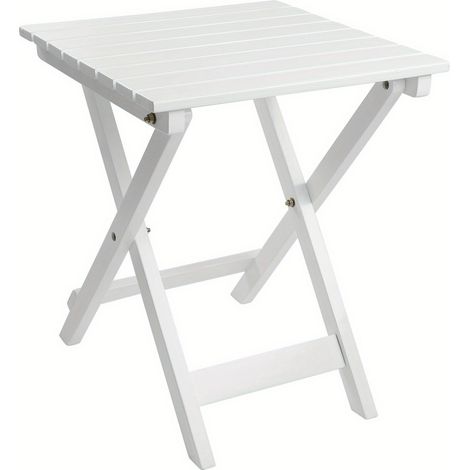 Petite table d'appoint carrée en bois, pliable, idéale pour une terrasse, un salon, une chambre, comme support pour plantes ou pour le camping. (1/5)