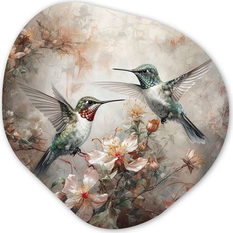 CERCHIO DA PARETE Colibrì - Uccelli - Fiori - Piante 40x40 cm (1/4)