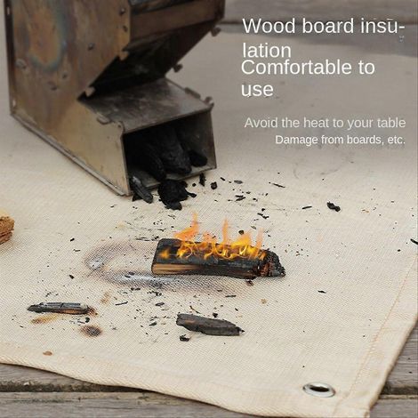 Tapis de sol ignifuge pour camping et pique-nique, tissu résistant au feu, modèle quatre, usage extérieur, protection thermique et anti-étincelles. (1/5)