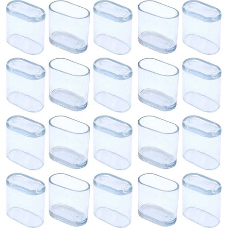 Lot de 20 Embouts de pied, PVC transparent souple, 15 x 30 mm, Protection sol réduction bruit, Pour chaise maison bureau (1/5)