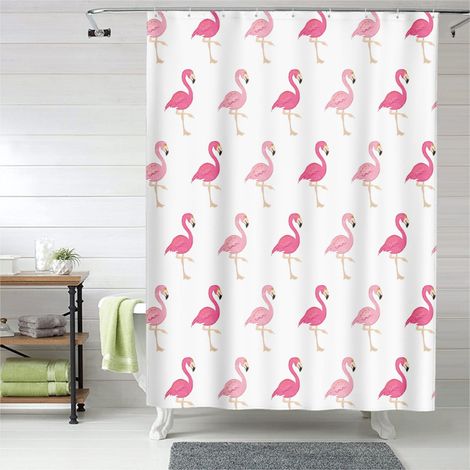 Rideau de douche motif flamant rose élégant, rideau salle de bain imperméable, 180x180 cm (1/5)