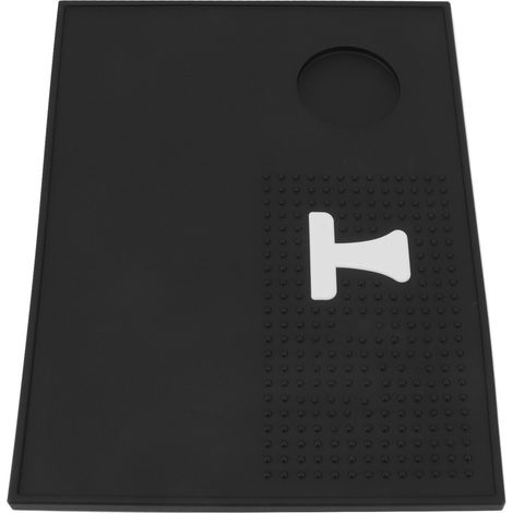 Tapis à café en silicone noir, très flexible et portable, avec dos poli, idéal pour les cafés et les cuisines. (1/5)