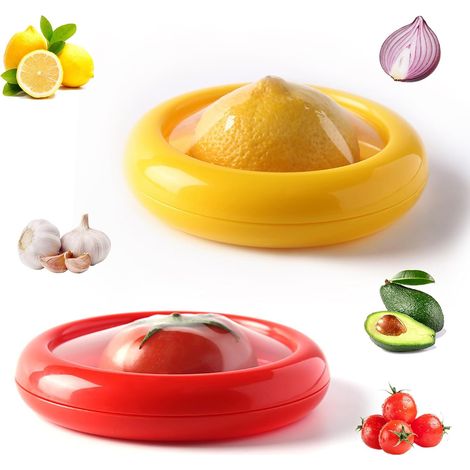 Set mit 2 wiederverwendbaren Aufbewahrungsbehältern für Obst und Gemüse (gelb, rot) (1/5)