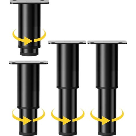 Verstellbare Möbelfüße. 4 Stück, 12–18 cm verstellbar. Verstellbare Metallfüße für Schränke, TV-Möbel, Sofas, Nachttische und Stühle, schwarz. (1/5)