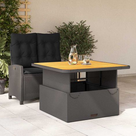 Ensemble salon de jardin inclinable, table relevable, résine tressée, noir et marron - PANGIVO (1/5)