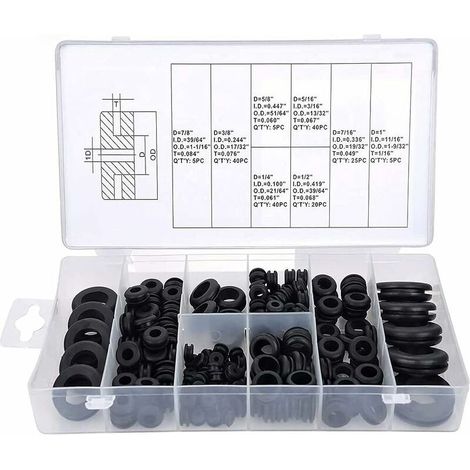 180 Pièces Kit D'assortiment D'œillets En Caoutchouc Kit De Joint De Fil Électrique Ouvert 8 Tailles Kit D'assortiment D'anneau De Joint De Conducteur Électrique Pour Pompe De Prise De Fil De Câble (1/5)
