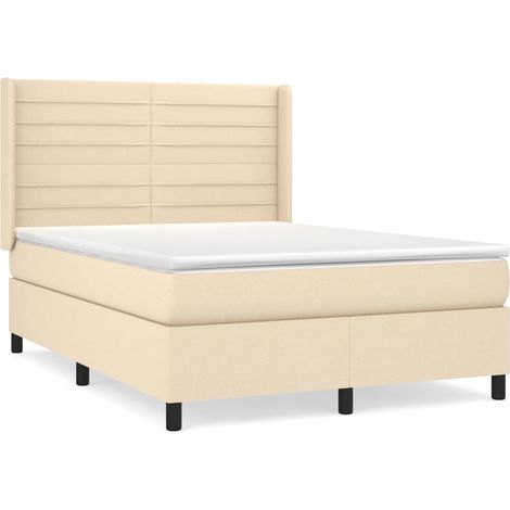 Maison Exclusive - Giroletto a Molle con Materasso Crema 140x19 cm in Tessuto