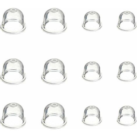 Weiße Primerpumpe, 19-mm- und 22-mm-Vergaserölwanne (transparent) für Rasenmäher, Heckenschere, Benzin-Kettensäge, 12-teiliges Gebläse-Primerpumpen-Set – Crezuo