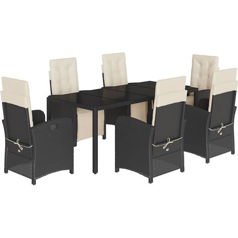 Maison Exclusive - Set da Pranzo da Giardino 7 pz Nero con Cuscini in Polyrattan (1/5)